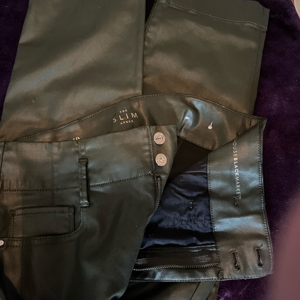 White House Black Market Men's Slim Faux Leather Jeans in Black - Picture 11 of 16